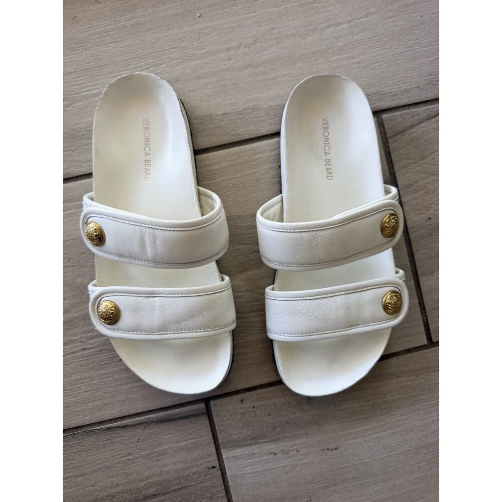 VERONICA BEARD Percey Slide Sandal Womens Size 7 White Leather Casual Comfort